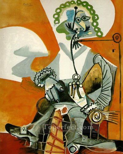 銃士とパイプ 1968 年キュビズム パブロ・ピカソ油絵
